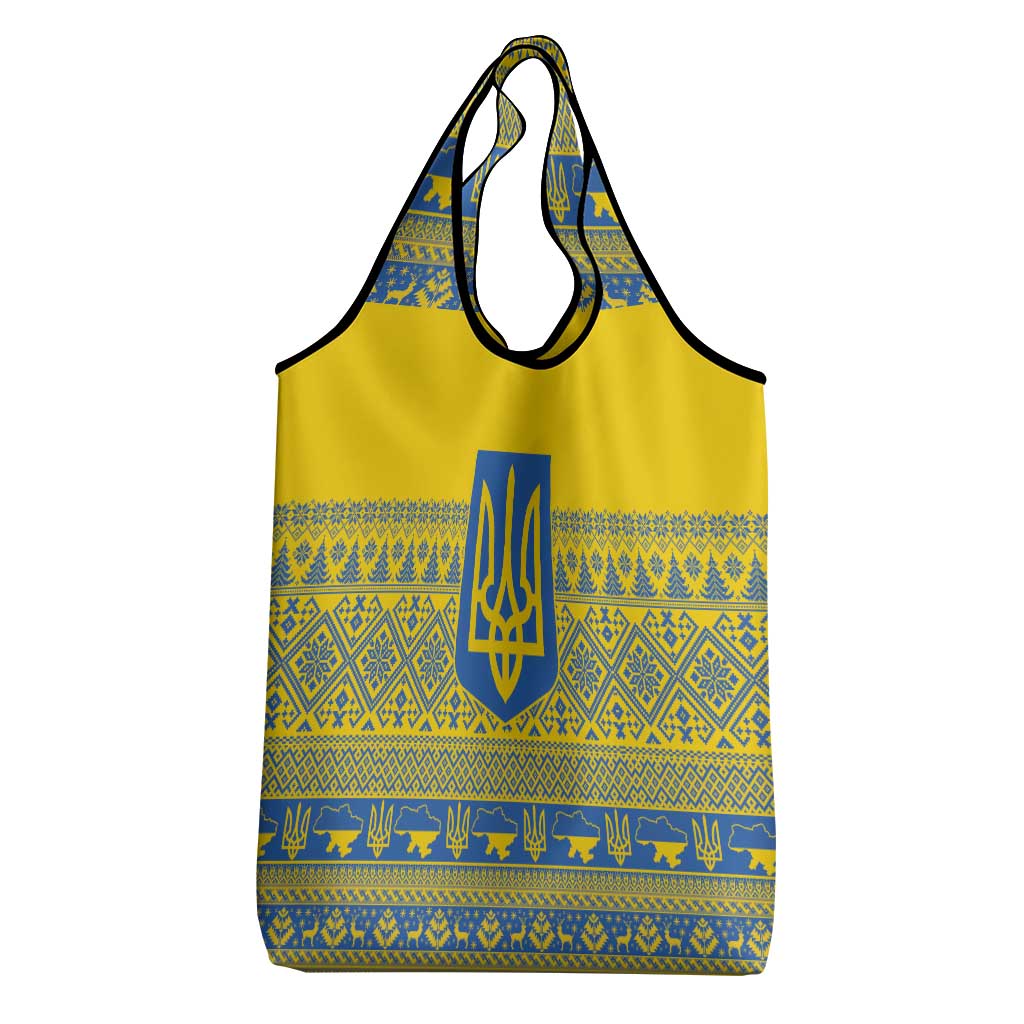 Ukraine Trident Christmas Grocery Bag Vyshyvanka Patterns - Wonder Print Shop