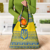 Ukraine Trident Christmas Grocery Bag Vyshyvanka Patterns - Wonder Print Shop