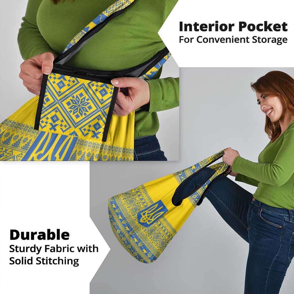 Ukraine Trident Christmas Grocery Bag Vyshyvanka Patterns - Wonder Print Shop