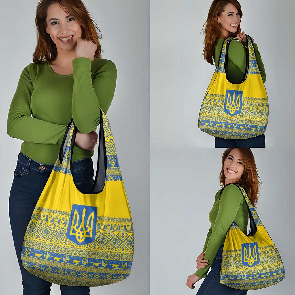 Ukraine Trident Christmas Grocery Bag Vyshyvanka Patterns - Wonder Print Shop
