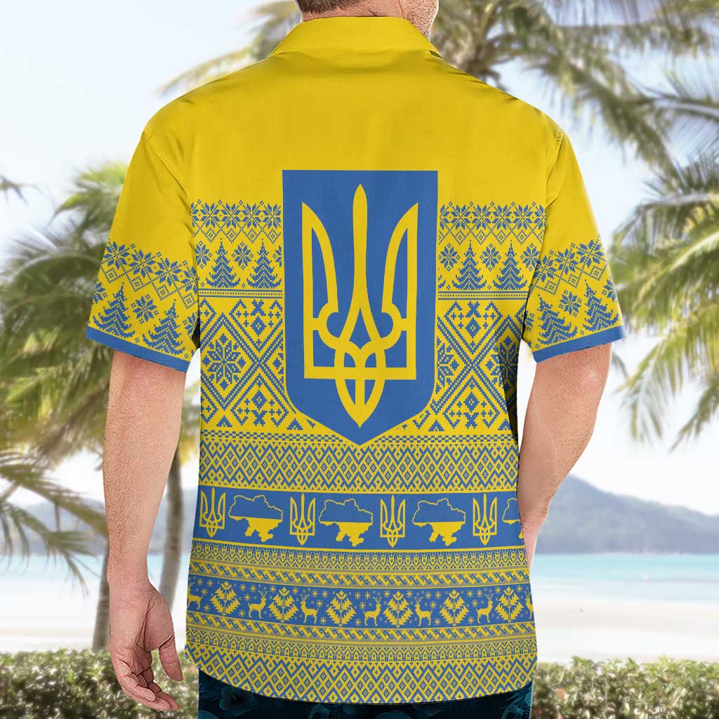 Ukraine Trident Christmas Hawaiian Shirt Vyshyvanka Patterns - Wonder Print Shop