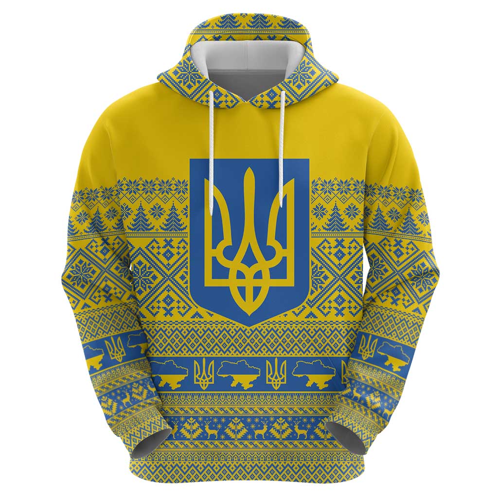 Ukraine Trident Christmas Hoodie Vyshyvanka Patterns - Wonder Print Shop
