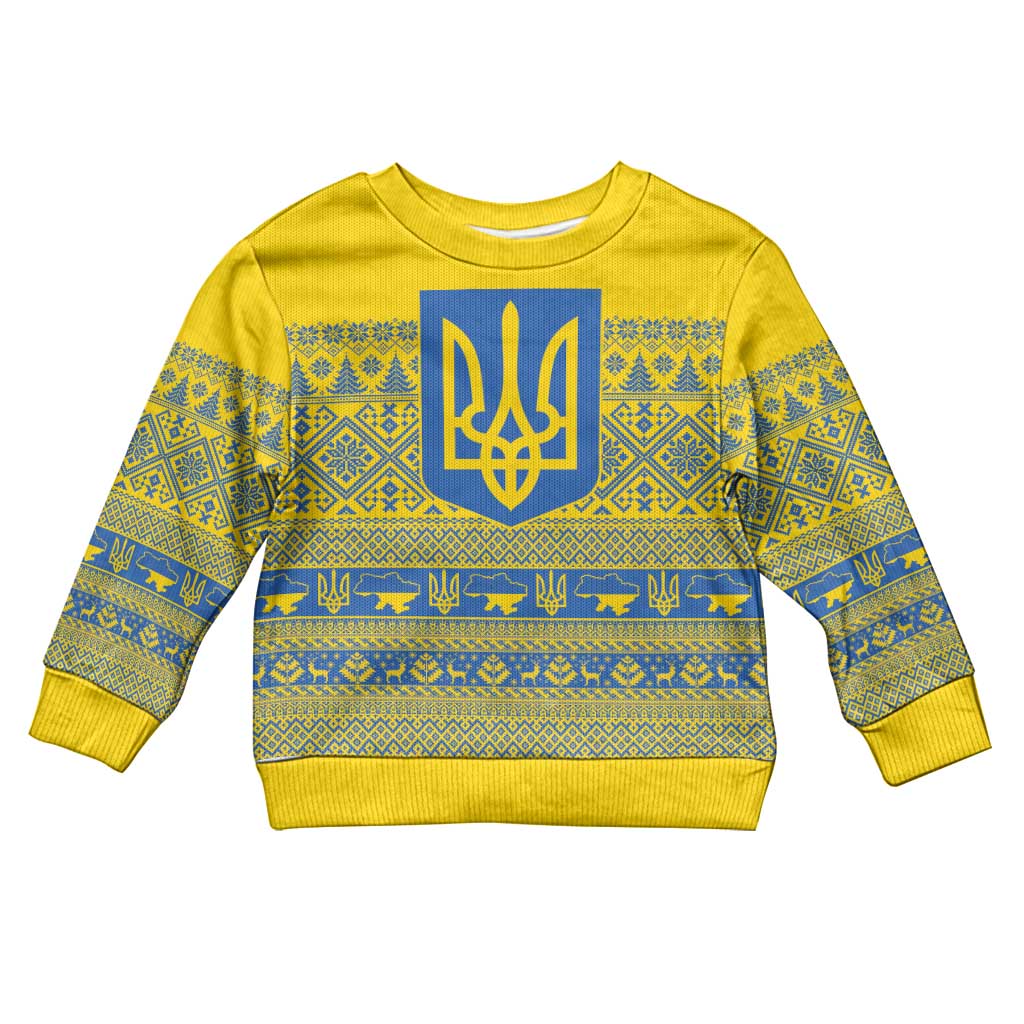 Ukraine Trident Christmas Kid Ugly Christmas Sweater Vyshyvanka Patterns - Wonder Print Shop