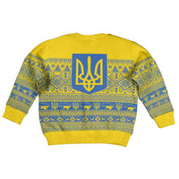 Ukraine Trident Christmas Kid Ugly Christmas Sweater Vyshyvanka Patterns - Wonder Print Shop