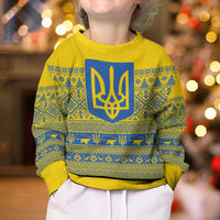 Ukraine Trident Christmas Kid Ugly Christmas Sweater Vyshyvanka Patterns - Wonder Print Shop