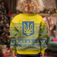 Ukraine Trident Christmas Kid Ugly Christmas Sweater Vyshyvanka Patterns - Wonder Print Shop