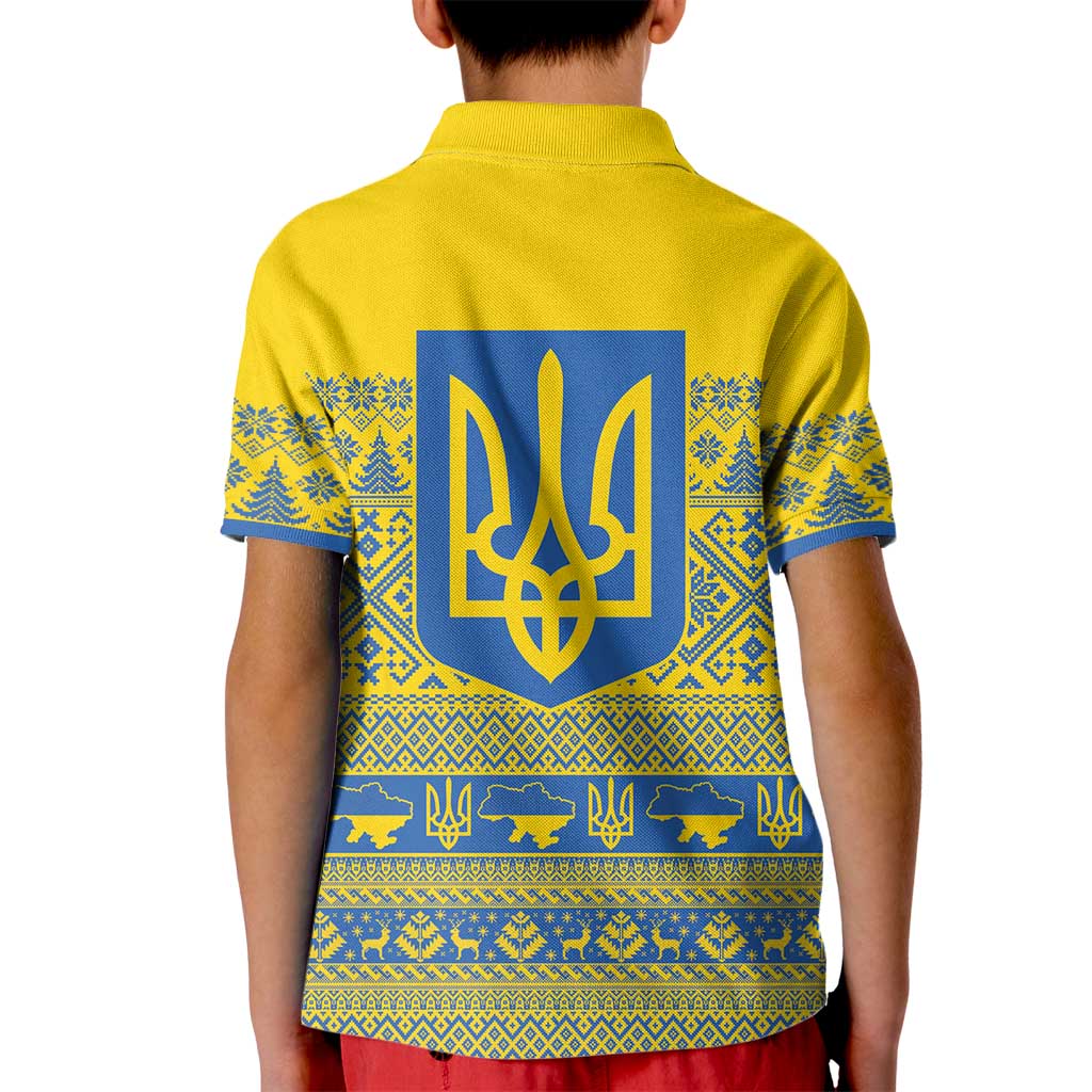 Ukraine Trident Christmas Kid Polo Shirt Vyshyvanka Patterns - Wonder Print Shop