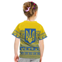 Ukraine Trident Christmas Kid T Shirt Vyshyvanka Patterns - Wonder Print Shop