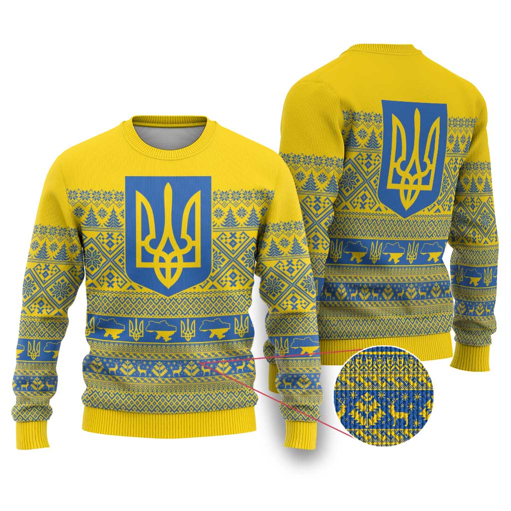 Ukraine Trident Christmas Ugly Christmas Sweater Vyshyvanka Patterns - Wonder Print Shop