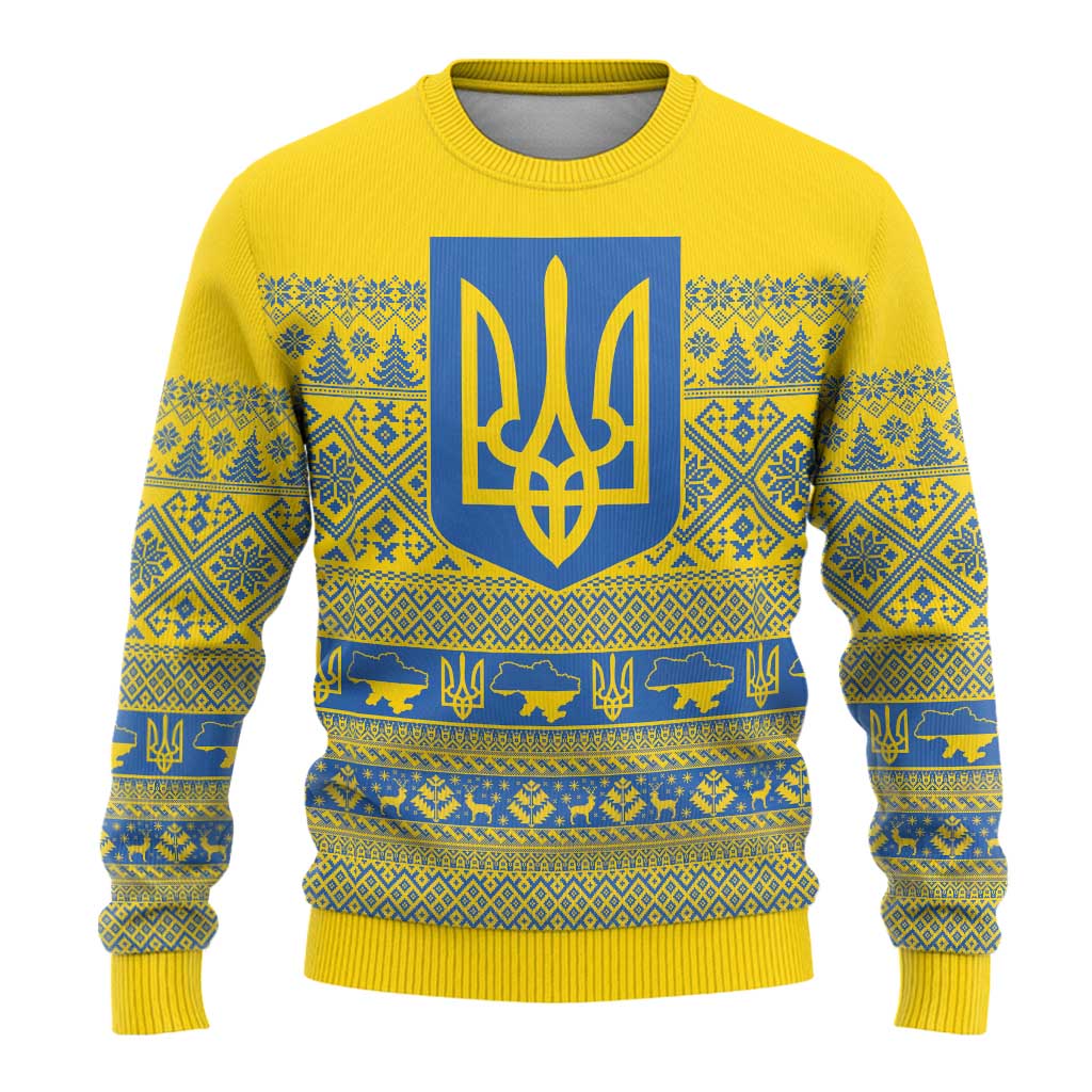 Ukraine Trident Christmas Ugly Christmas Sweater Vyshyvanka Patterns - Wonder Print Shop