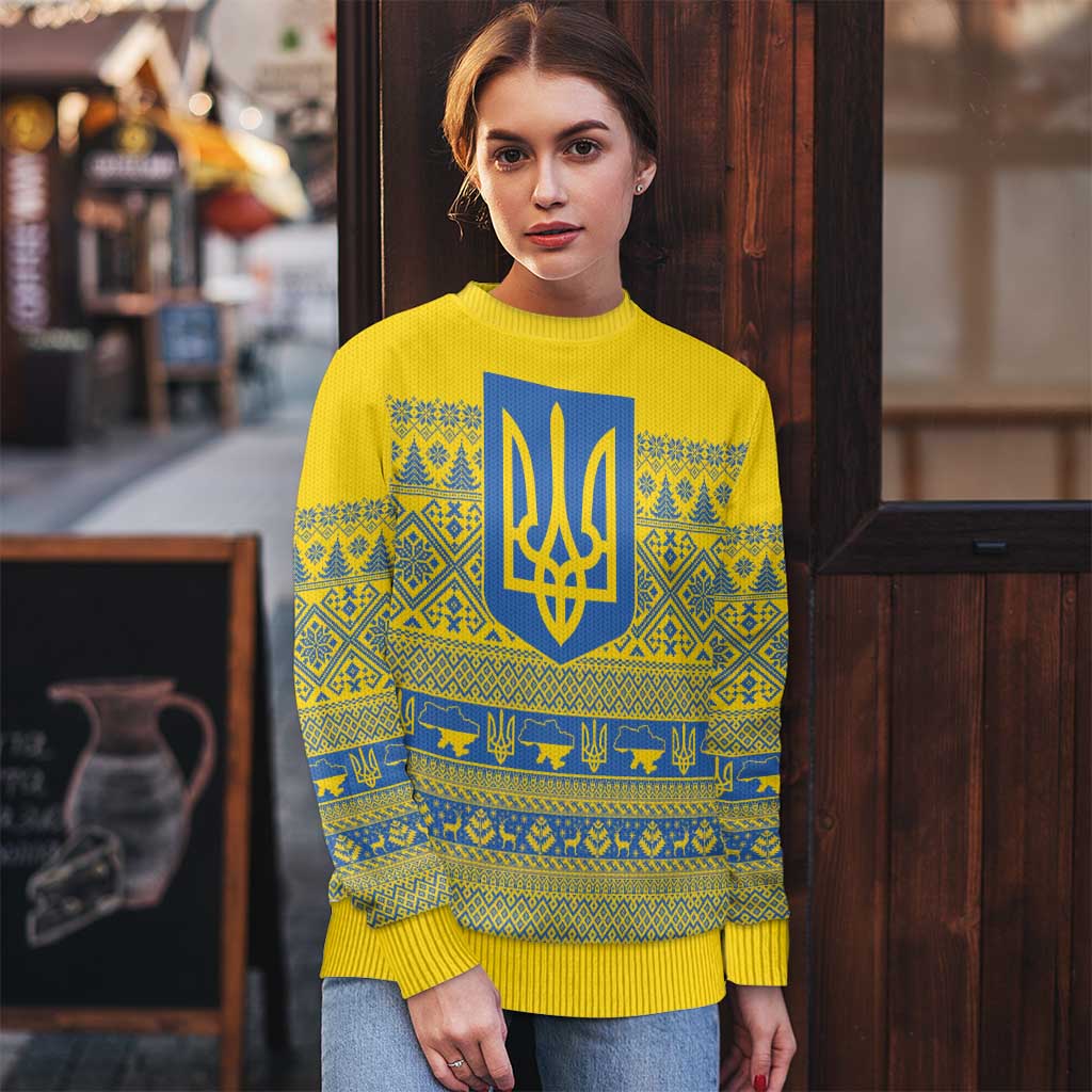 Ukraine Trident Christmas Ugly Christmas Sweater Vyshyvanka Patterns - Wonder Print Shop