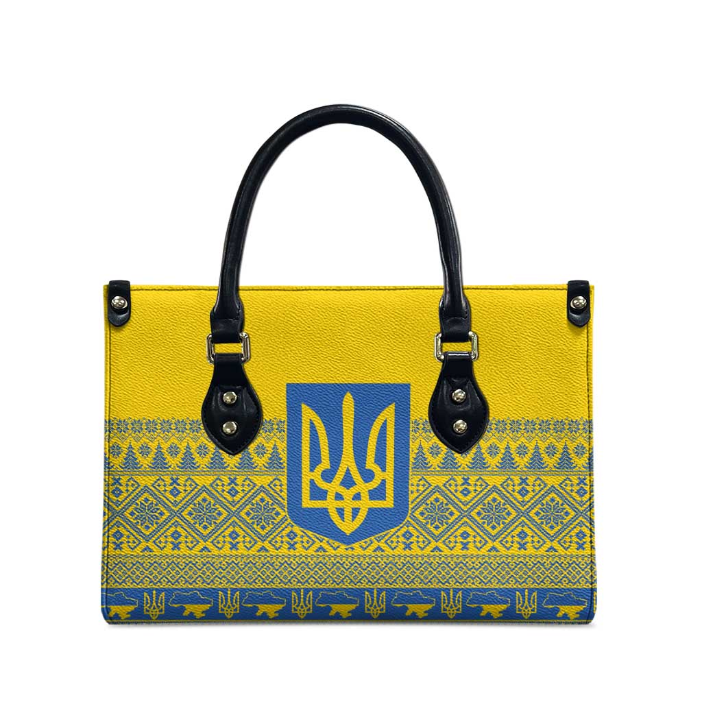 Ukraine Trident Christmas Leather Bag Vyshyvanka Patterns - Wonder Print Shop
