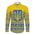 Ukraine Trident Christmas Long Sleeve Button Shirt Vyshyvanka Patterns - Wonder Print Shop