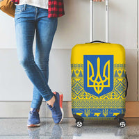 Ukraine Trident Christmas Luggage Cover Vyshyvanka Patterns - Wonder Print Shop