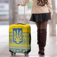 Ukraine Trident Christmas Luggage Cover Vyshyvanka Patterns - Wonder Print Shop