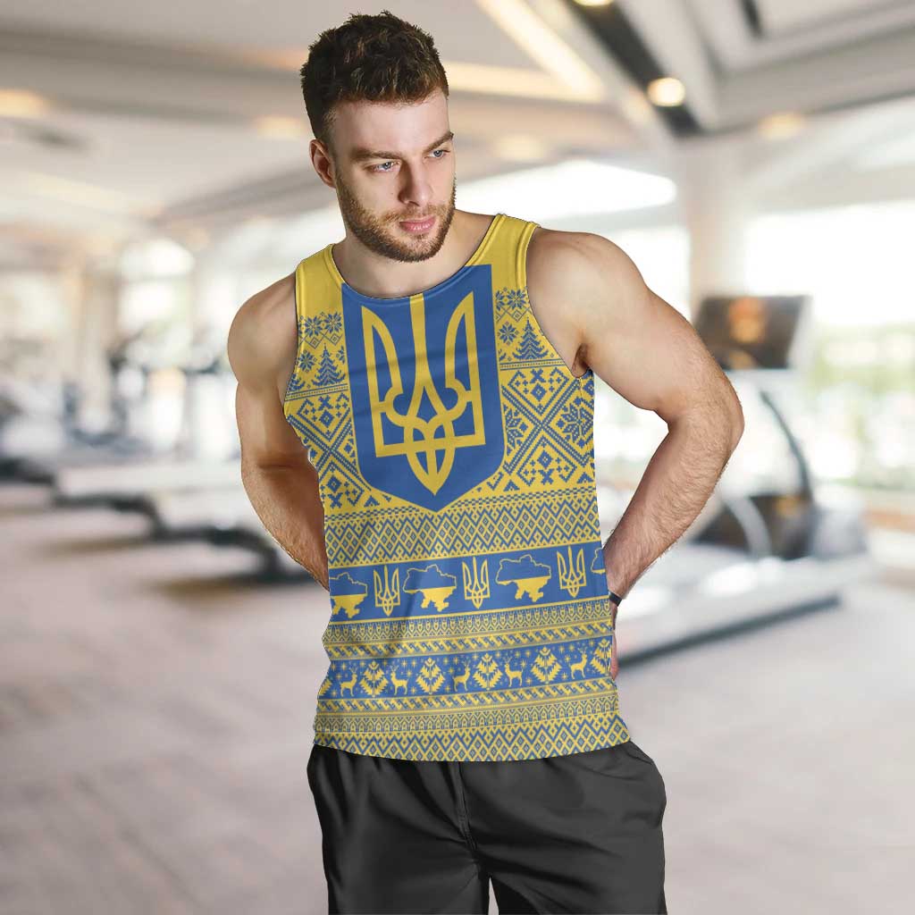 Ukraine Trident Christmas Men Tank Top Vyshyvanka Patterns - Wonder Print Shop