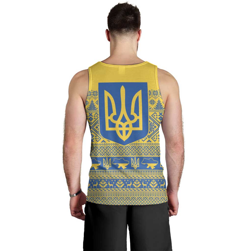 Ukraine Trident Christmas Men Tank Top Vyshyvanka Patterns - Wonder Print Shop