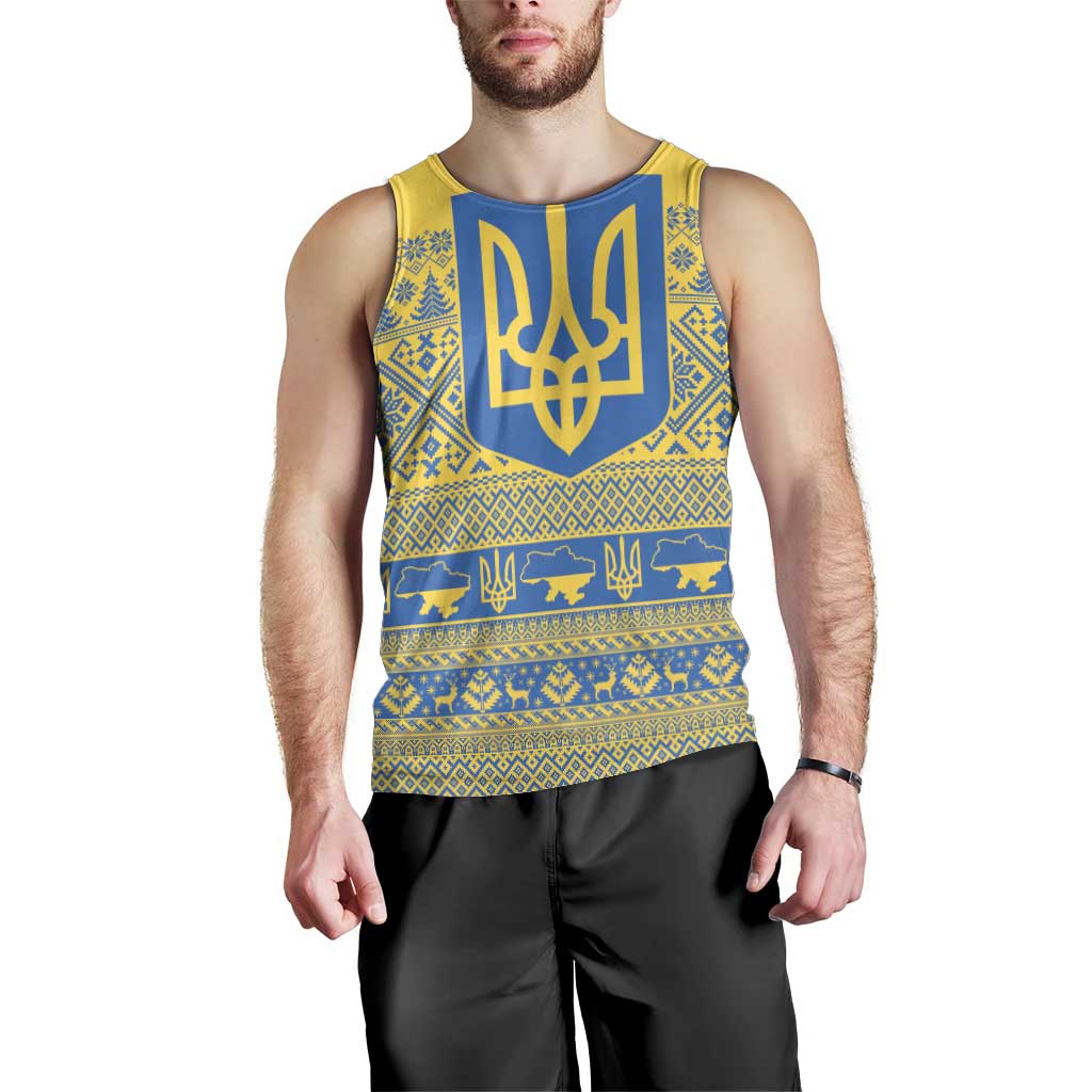 Ukraine Trident Christmas Men Tank Top Vyshyvanka Patterns - Wonder Print Shop