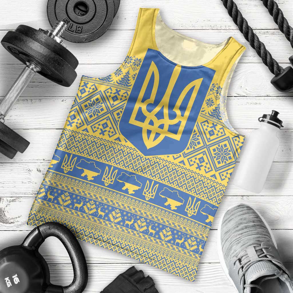 Ukraine Trident Christmas Men Tank Top Vyshyvanka Patterns - Wonder Print Shop