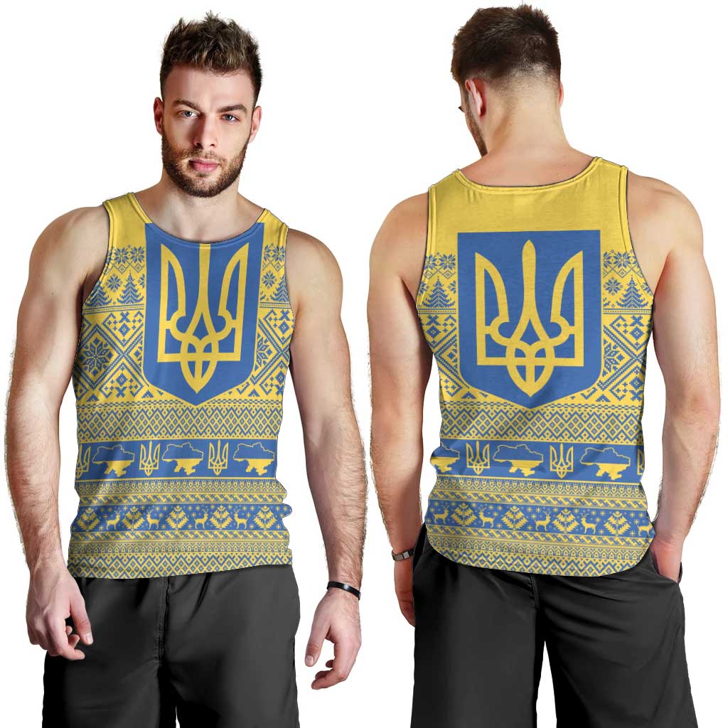 Ukraine Trident Christmas Men Tank Top Vyshyvanka Patterns - Wonder Print Shop