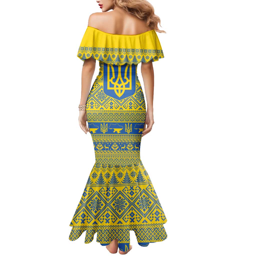 Ukraine Trident Christmas Mermaid Dress Vyshyvanka Patterns - Wonder Print Shop