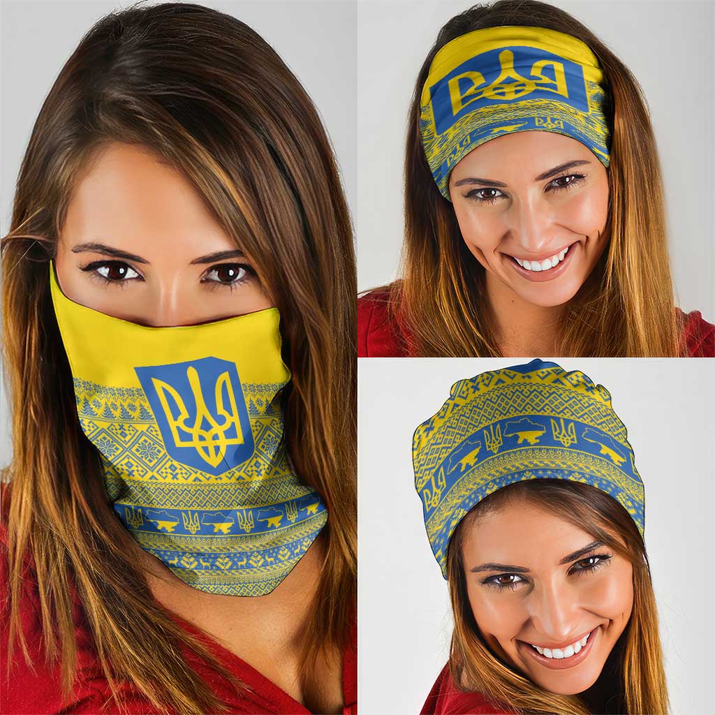 Ukraine Trident Christmas Neck Gaiter Vyshyvanka Patterns - Wonder Print Shop