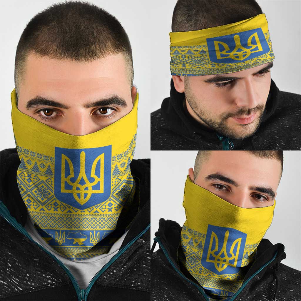 Ukraine Trident Christmas Neck Gaiter Vyshyvanka Patterns - Wonder Print Shop