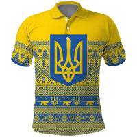 Ukraine Trident Christmas Polo Shirt Vyshyvanka Patterns - Wonder Print Shop