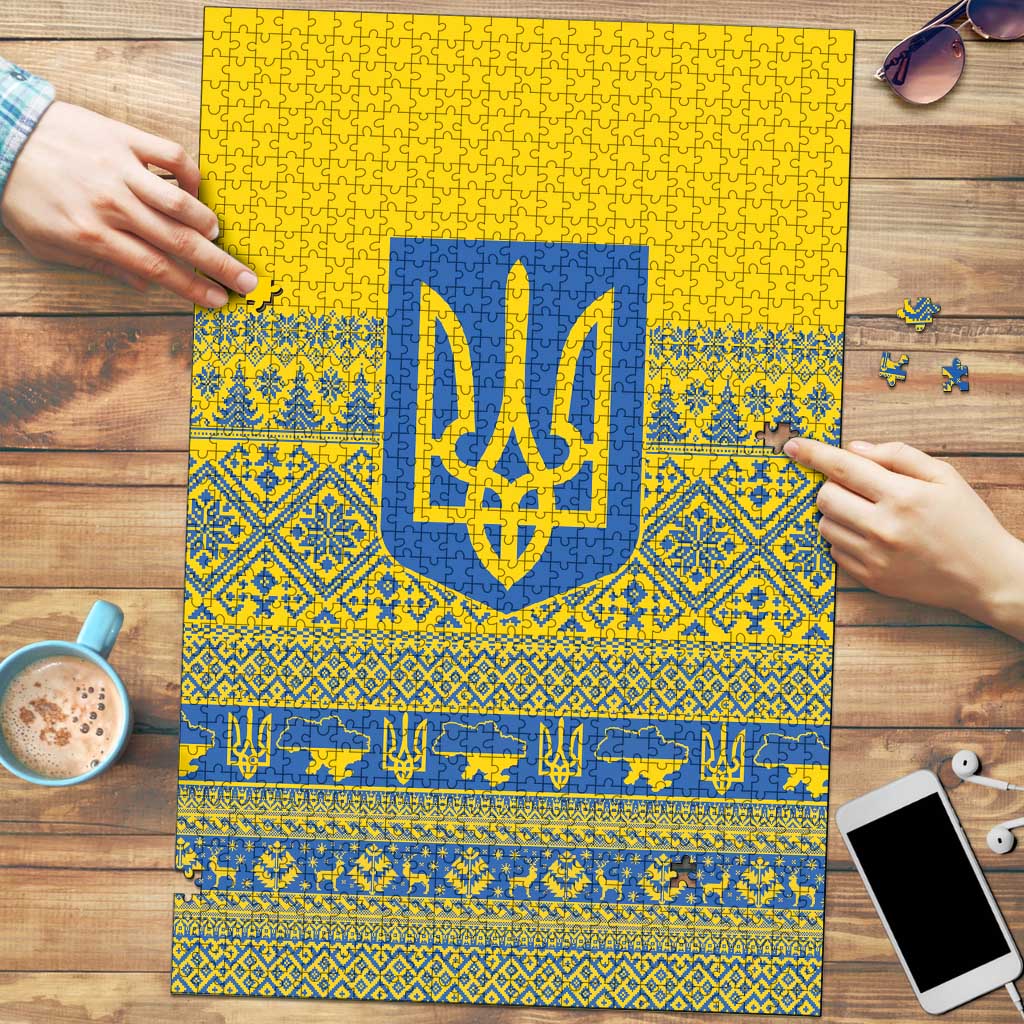 Ukraine Trident Christmas Puzzle Vyshyvanka Patterns - Wonder Print Shop