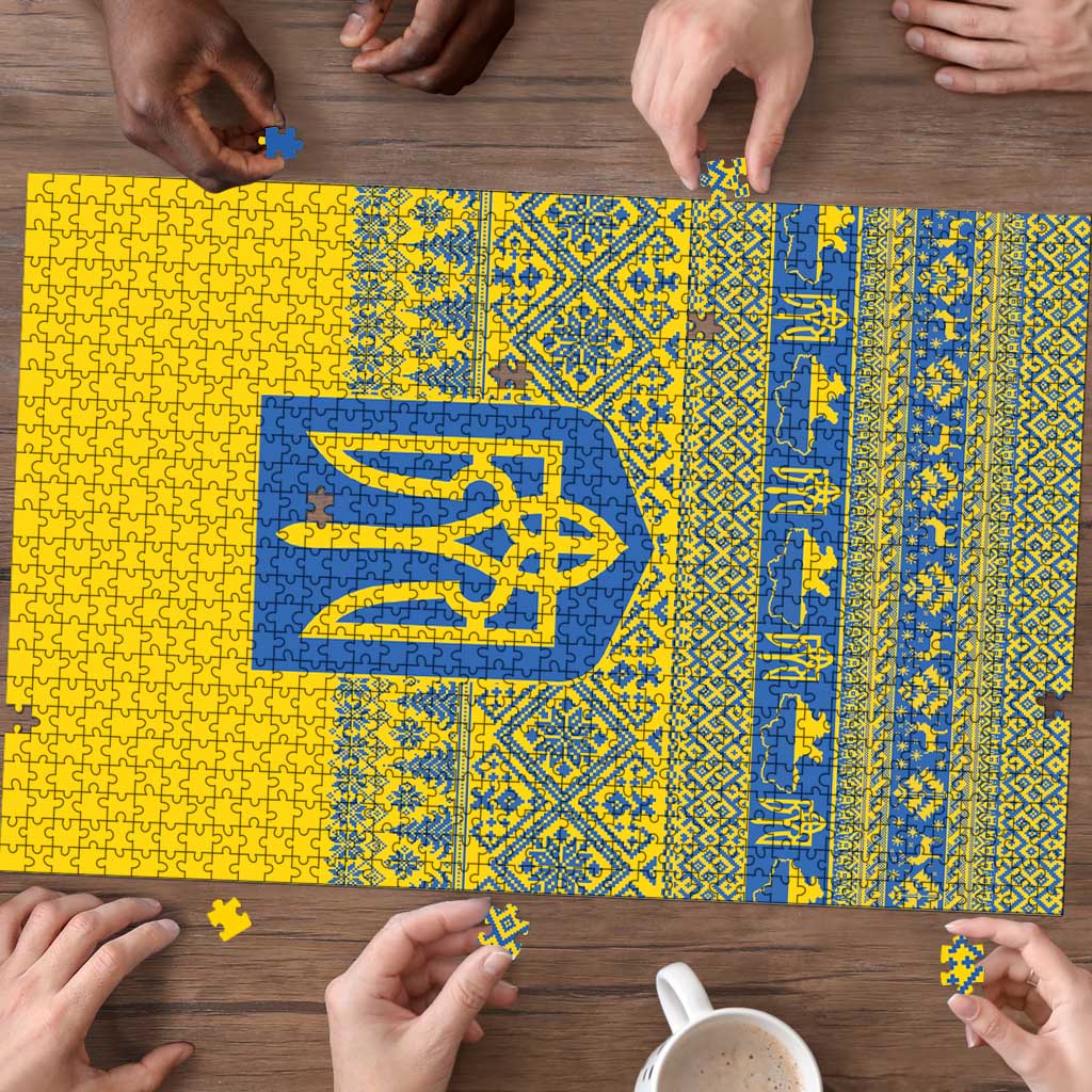 Ukraine Trident Christmas Puzzle Vyshyvanka Patterns - Wonder Print Shop