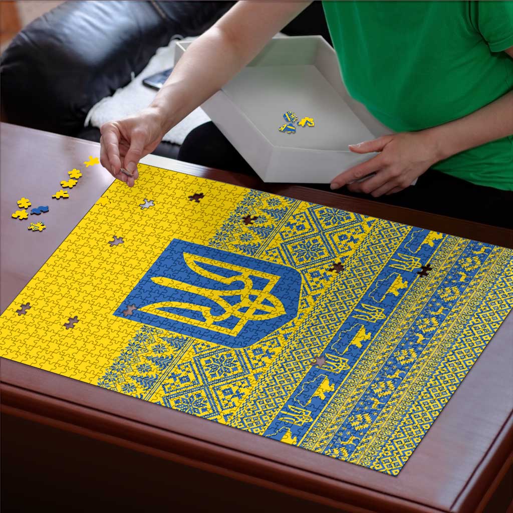 Ukraine Trident Christmas Puzzle Vyshyvanka Patterns - Wonder Print Shop