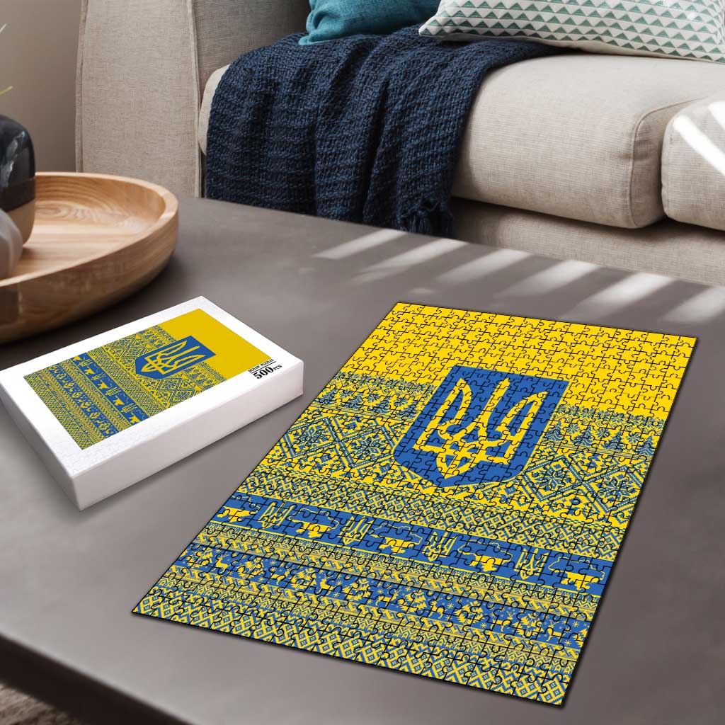 Ukraine Trident Christmas Puzzle Vyshyvanka Patterns - Wonder Print Shop