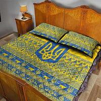 Ukraine Trident Christmas Quilt Bed Set Vyshyvanka Patterns - Wonder Print Shop