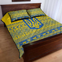Ukraine Trident Christmas Quilt Bed Set Vyshyvanka Patterns - Wonder Print Shop