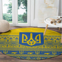 Ukraine Trident Christmas Round Carpet Vyshyvanka Patterns - Wonder Print Shop