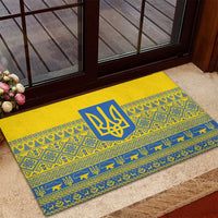 Ukraine Trident Christmas Rubber Doormat Vyshyvanka Patterns - Wonder Print Shop