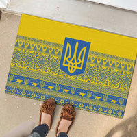 Ukraine Trident Christmas Rubber Doormat Vyshyvanka Patterns - Wonder Print Shop