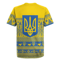 Ukraine Trident Christmas Rugby Jersey Vyshyvanka Patterns - Wonder Print Shop