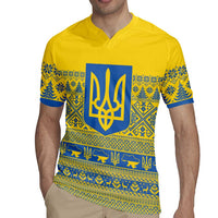 Ukraine Trident Christmas Rugby Jersey Vyshyvanka Patterns - Wonder Print Shop