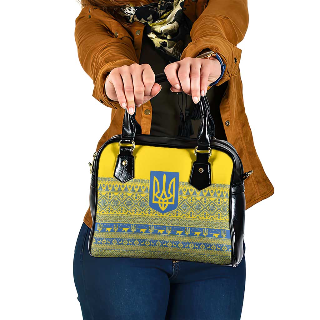 Ukraine Trident Christmas Shoulder Handbag Vyshyvanka Patterns - Wonder Print Shop