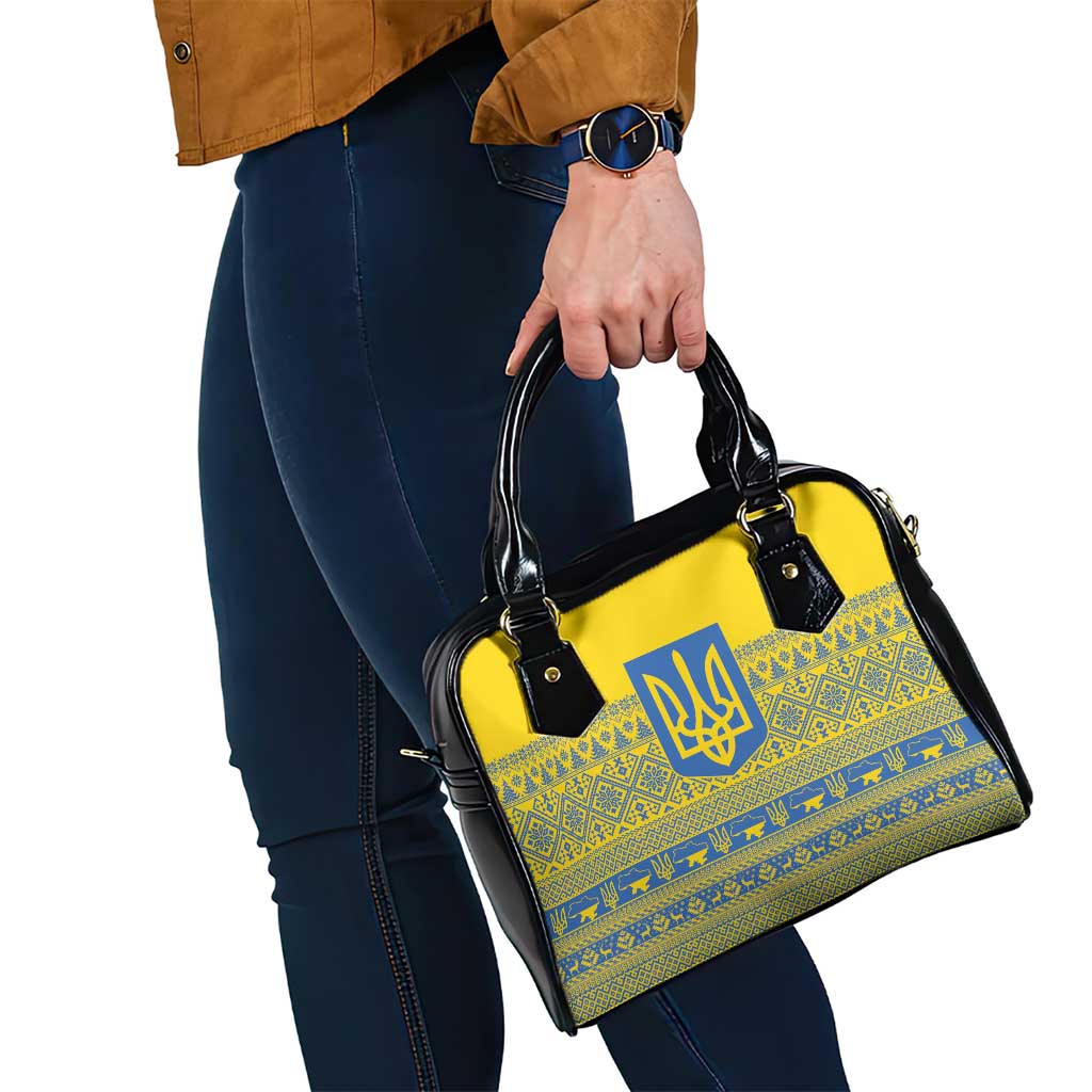 Ukraine Trident Christmas Shoulder Handbag Vyshyvanka Patterns - Wonder Print Shop