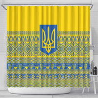 Ukraine Trident Christmas Shower Curtain Vyshyvanka Patterns - Wonder Print Shop