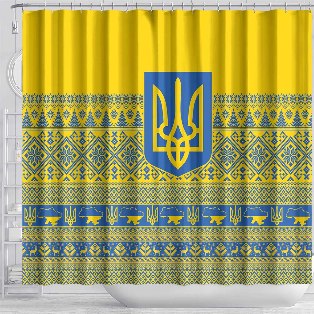 Ukraine Trident Christmas Shower Curtain Vyshyvanka Patterns - Wonder Print Shop