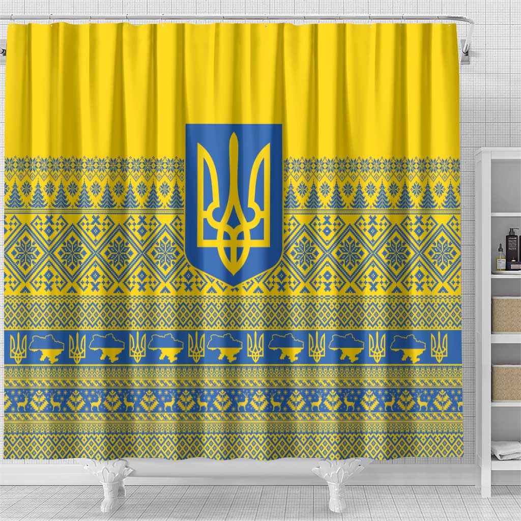 Ukraine Trident Christmas Shower Curtain Vyshyvanka Patterns - Wonder Print Shop