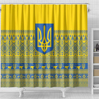 Ukraine Trident Christmas Shower Curtain Vyshyvanka Patterns - Wonder Print Shop
