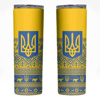 Ukraine Trident Christmas Skinny Tumbler Vyshyvanka Patterns - Wonder Print Shop