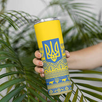 Ukraine Trident Christmas Skinny Tumbler Vyshyvanka Patterns - Wonder Print Shop