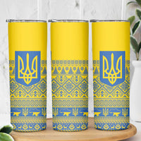 Ukraine Trident Christmas Skinny Tumbler Vyshyvanka Patterns - Wonder Print Shop