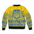 Ukraine Trident Christmas Sleeve Zip Bomber Jacket Vyshyvanka Patterns - Wonder Print Shop