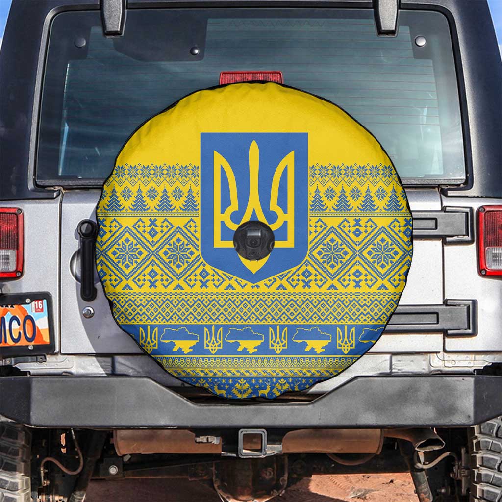 Ukraine Trident Christmas Spare Tire Cover Vyshyvanka Patterns - Wonder Print Shop